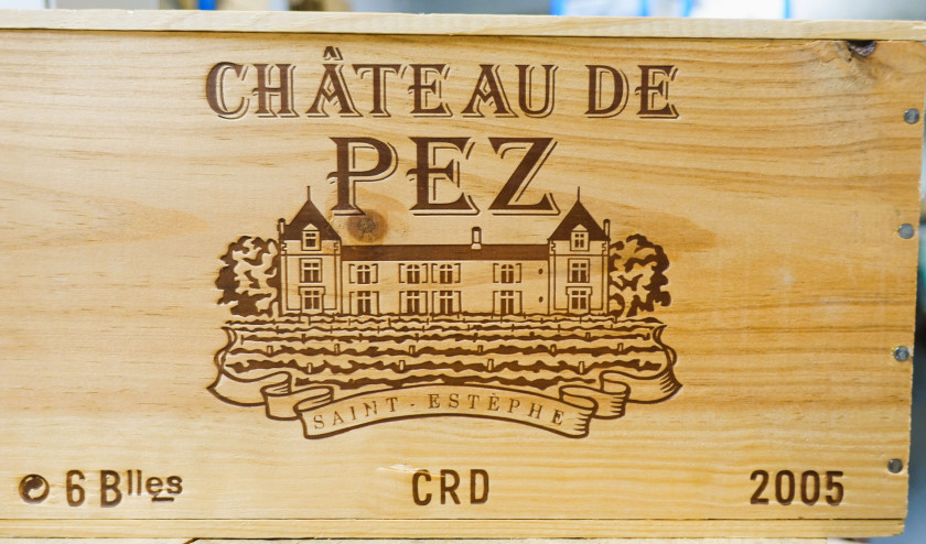 6 bouteilles CHÂTEAU DE PEZ 2005 Saint Estèphe Caisse bois d'origine