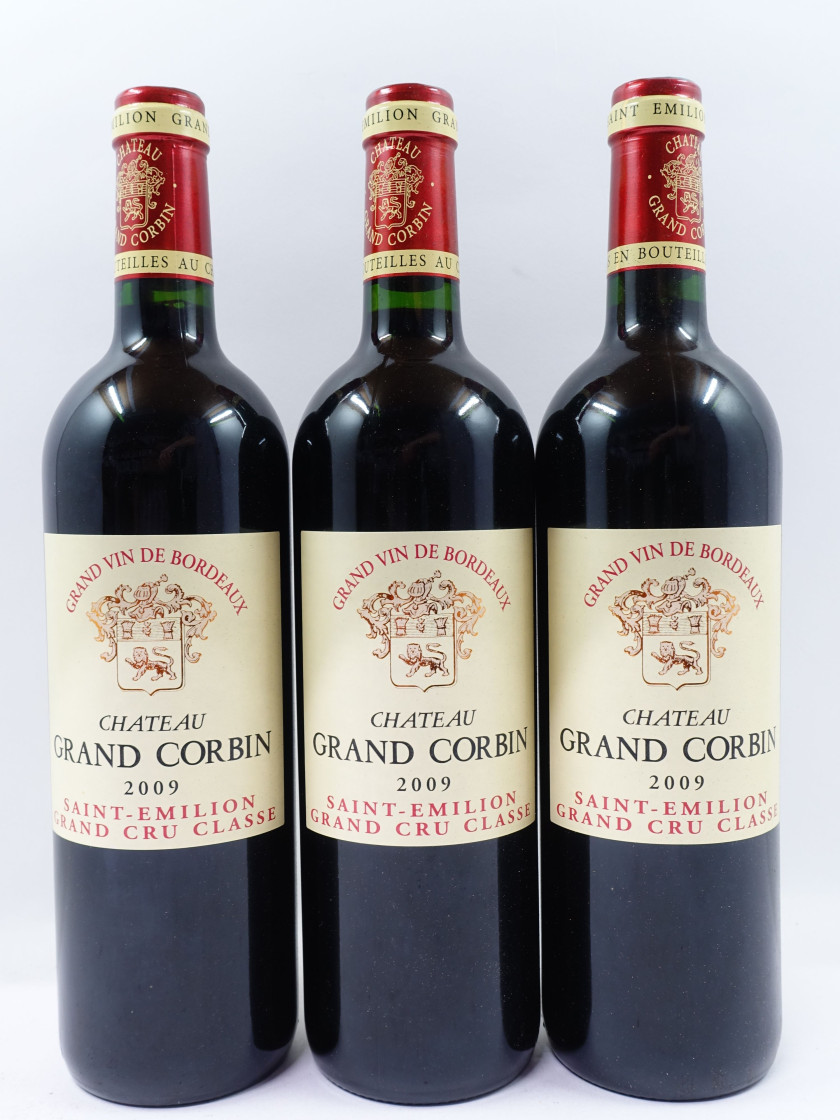 6 bouteilles CHÂTEAU GRAND CORBIN 2009 GCC Saint Emilion Caisse bois d'origine