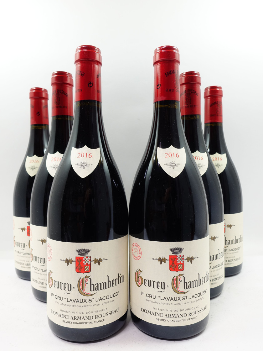 6 bouteilles GEVREY CHAMBERTIN 2016 1er cru Lavaux Saint Jacques