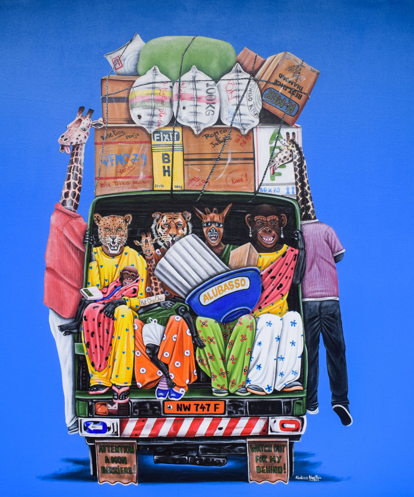 Abdias NGATEU Né en 1990 - Cameroun Tous à la malle arrière, 2022 Acrylique sur toile