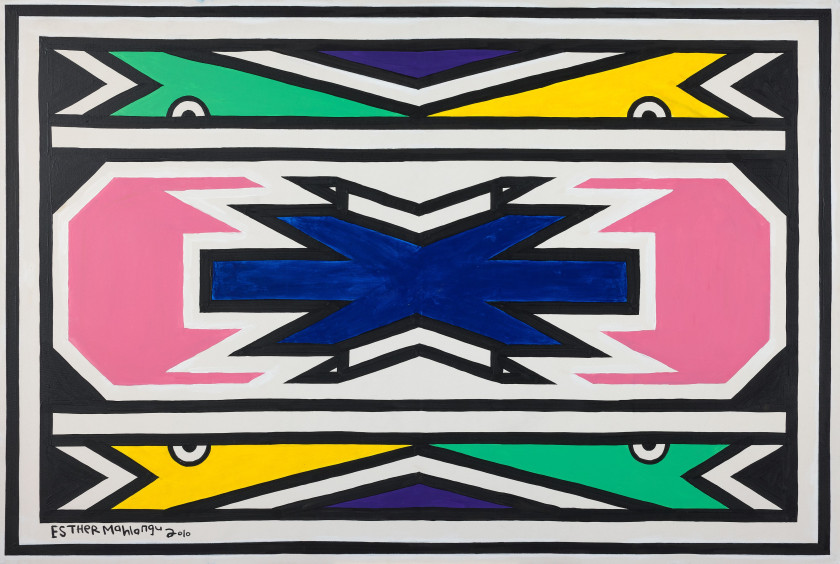 Esther MAHLANGU Née en 1935 - Afrique du Sud Ndbele Abstract, 2010 Acrylique sur toile