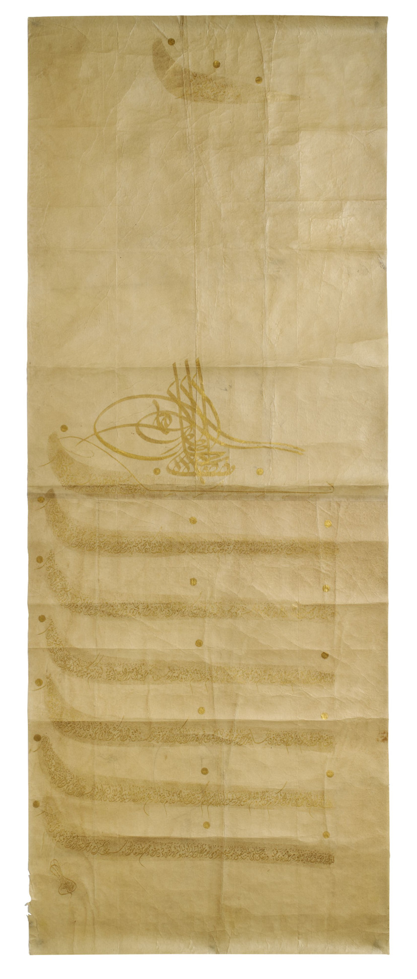 GRAND FIRMAN AU CHIFFRE DU SULTAN MUSTAFA III (R. 1757-74)  Constantinople, Turquie ottomane, troisième quart XVIIIe siècle