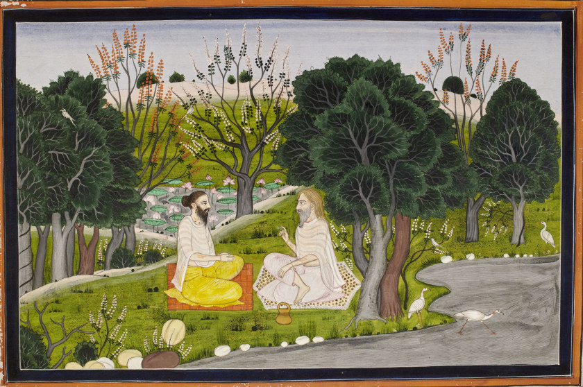 LE SAGE VALMIKI ET SON DISCIPLE  École pahari, Inde du nord, seconde moitié XIXe siècle