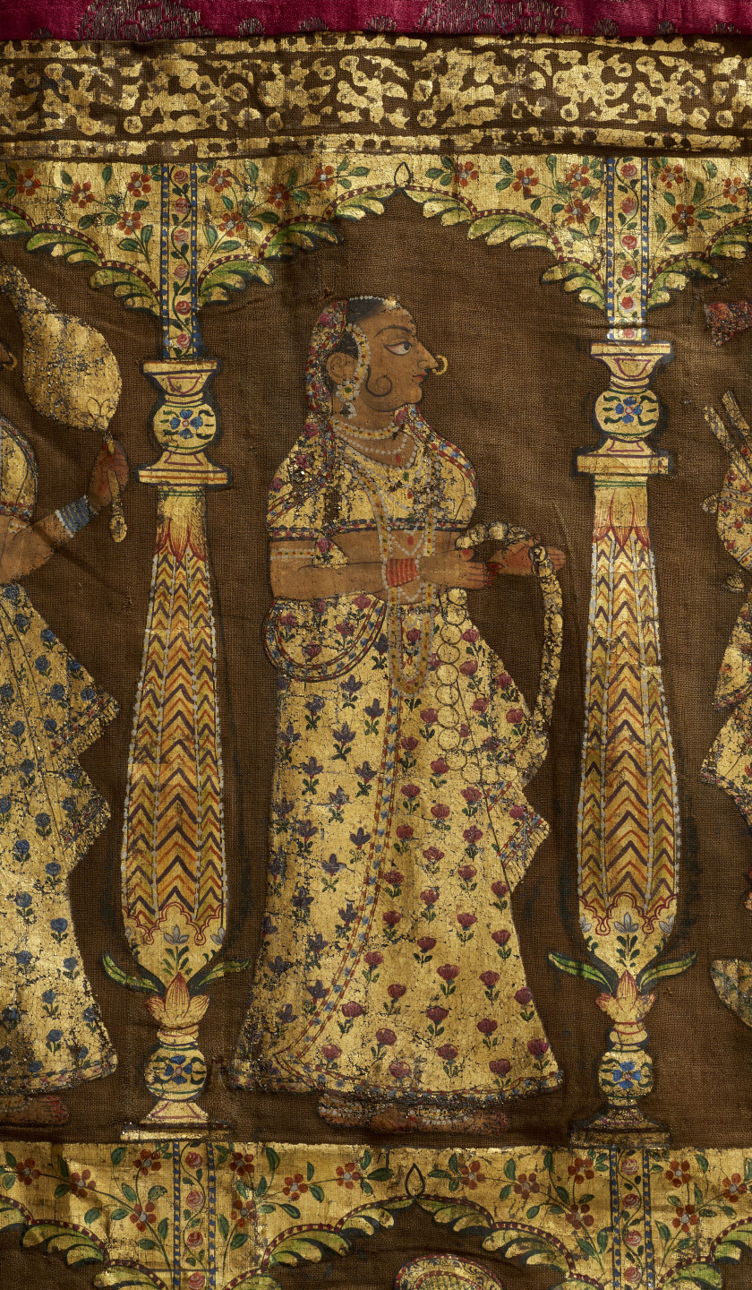RARE PICCHVAI DE KRISHNA ET DES GOPIS  Probablement Deccan, Inde centrale, fin XVIIIe siècle