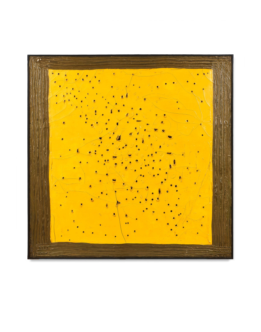 Lucio FONTANA (1899 - 1968) Concetto spaziale, Piazza San Marco al sole - 1961 Huile sur toile trouée