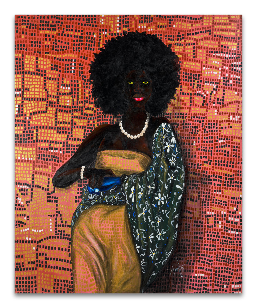 Ishmael ARMAH (Ghanéen - Né en 1986) Princess of Ashanti Kingdom - 2023 Acrylique sur toile