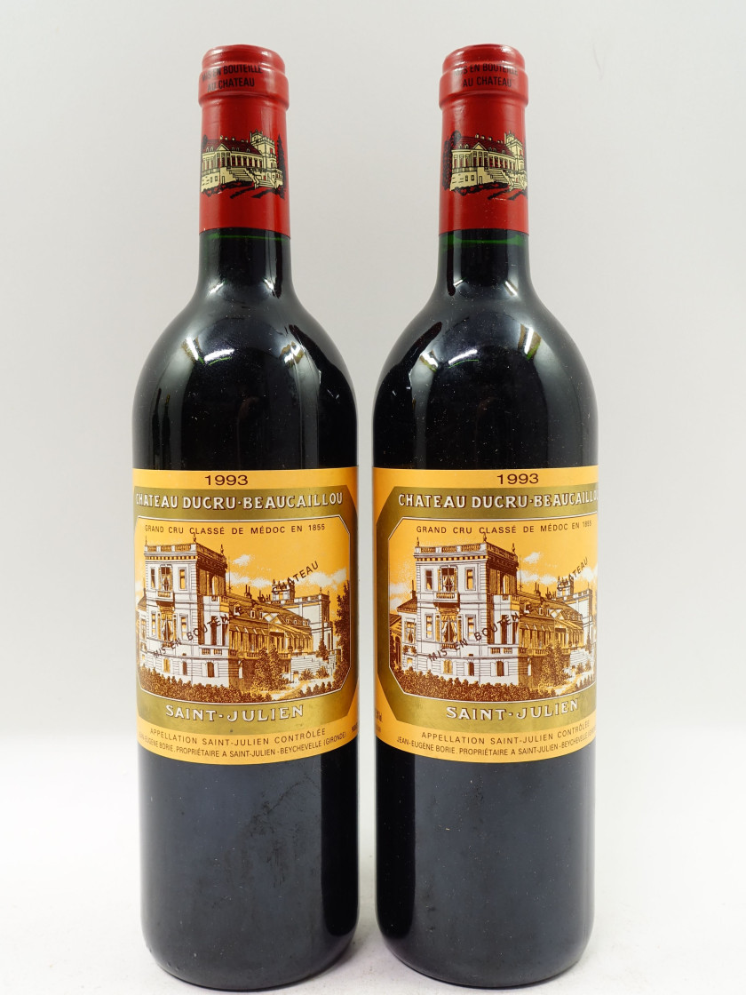 2 bouteilles CHÂTEAU DUCRU BEAUCAILLOU 1993 2è GC Saint Julien (étiquettes fanées)