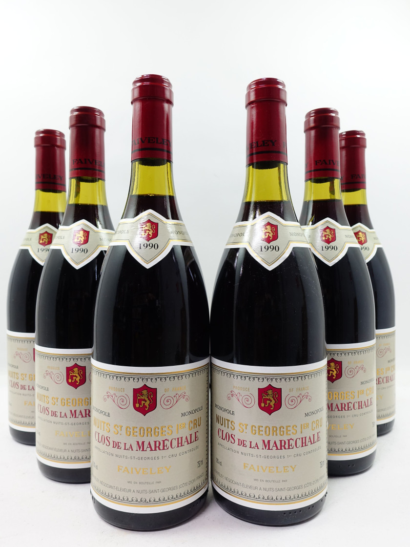 6 bouteilles NUITS SAINT GEORGES 1990 1er cru Clos de la Maréchale