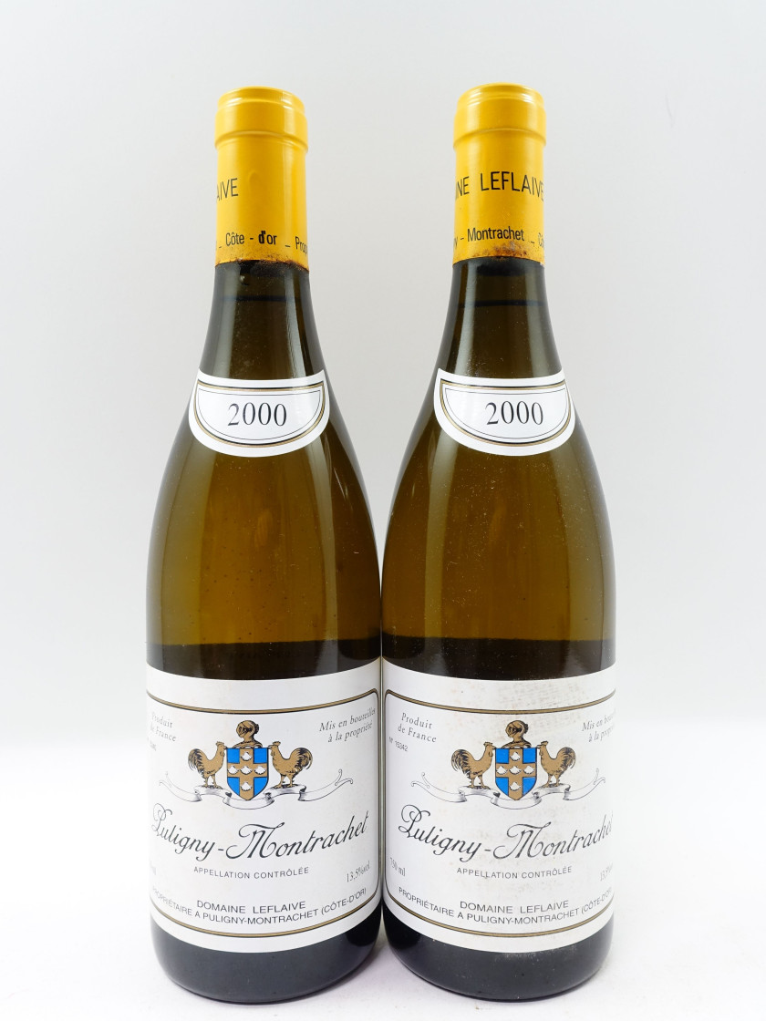 6 bouteilles PULIGNY MONTRACHET 2000 Domaine Leflaive (étiquettes léger tachées