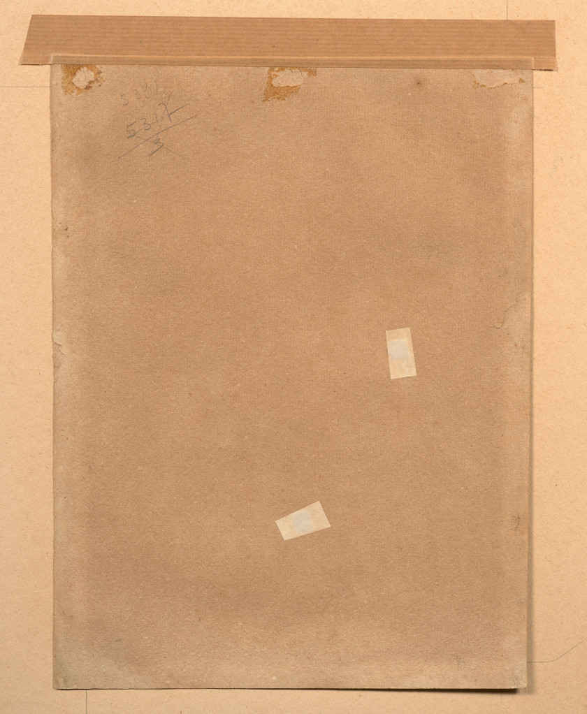 Louis CARROGIS, dit CARMONTELLE Paris, 1717 - 1806 Trois dames de qualité à leurs ouvrages sur une terrasse Aquarelle gouachée sur t...