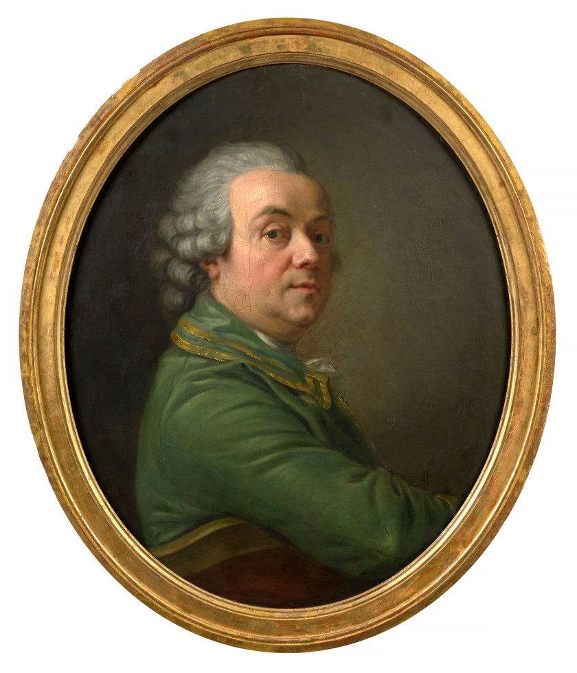 Charles-Amédée van LOO Rivoli, 1719 - Paris, 1795 Autoportrait de l'artiste Huile sur toile, de forme ovale