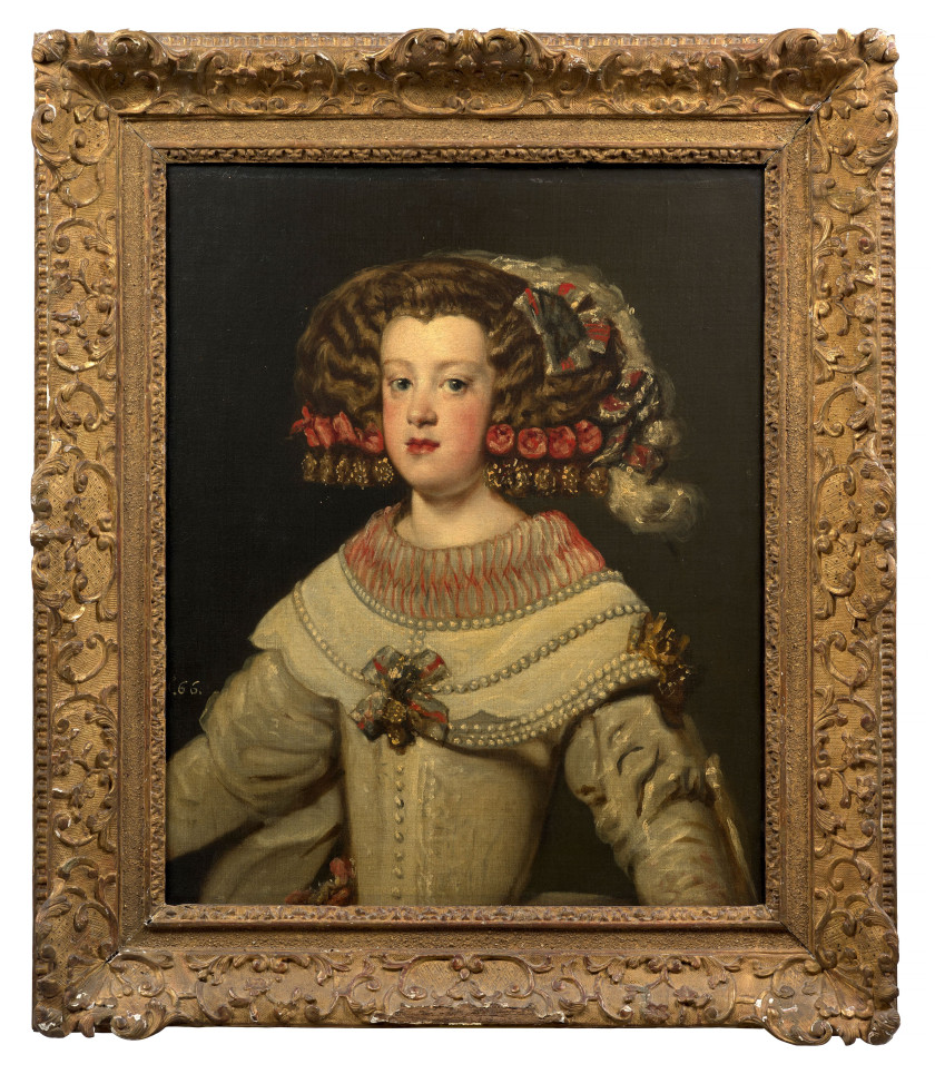 Ecole espagnole du XVIIe siècle Atelier de Diego Velasquez Portrait de l'infante Marie-Thérèse Huile sur toile
