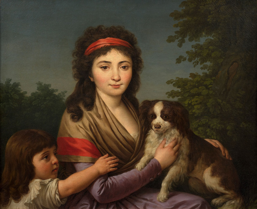 Louis-Jean-François LAGRENÉE Paris, 1725 - 1805 Portrait d'Alexandrine-Julie Vaudoyer, née Lagrenée, fille du peintre et femme de l'.