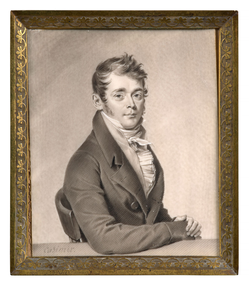 Jean-Jacques KARPFF, dit CASIMIR Colmar, 1770 - Versailles, 1829 Portrait d'homme et Portrait de femme Paire de miniatures à l'encre.