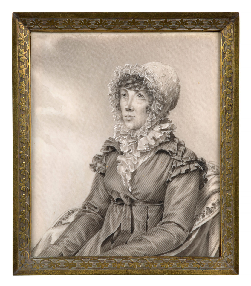 Jean-Jacques KARPFF, dit CASIMIR Colmar, 1770 - Versailles, 1829 Portrait d'homme et Portrait de femme Paire de miniatures à l'encre.