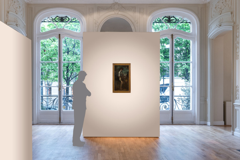 Thomas COUTURE Senlis, 1815 - Villiers, 1879 Jeune joueur de tambour Huile sur toile (Toile d'origine)