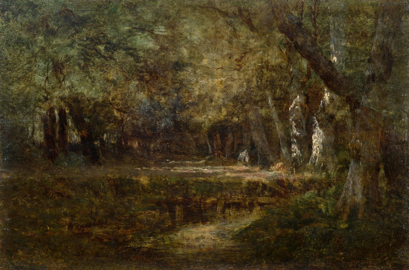 Théodore ROUSSEAU Paris, 1812 - Barbizon, 1867 Sous-bois Huile sur panneau