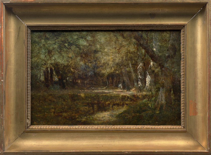 Théodore ROUSSEAU Paris, 1812 - Barbizon, 1867 Sous-bois Huile sur panneau