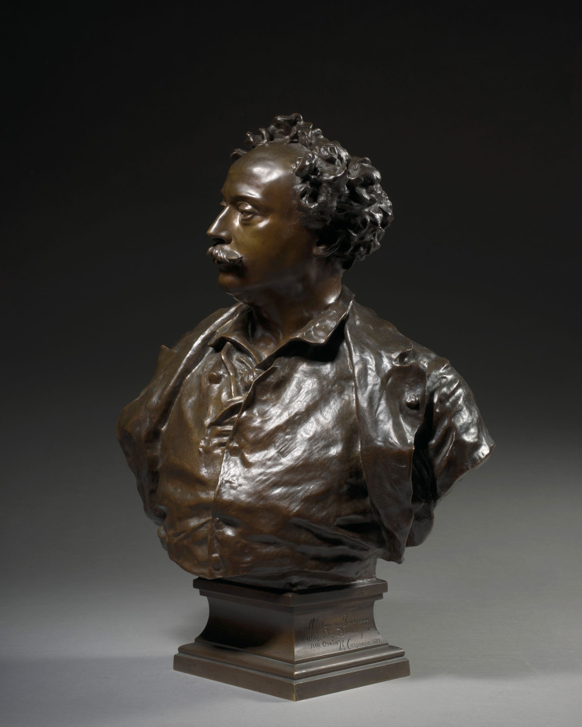 Jean-Baptiste CARPEAUX Valenciennes, 1827- Courbevoie, 1875 Alexandre Dumas fils, n° 3 Bronze à patine brune nuancée de rouge