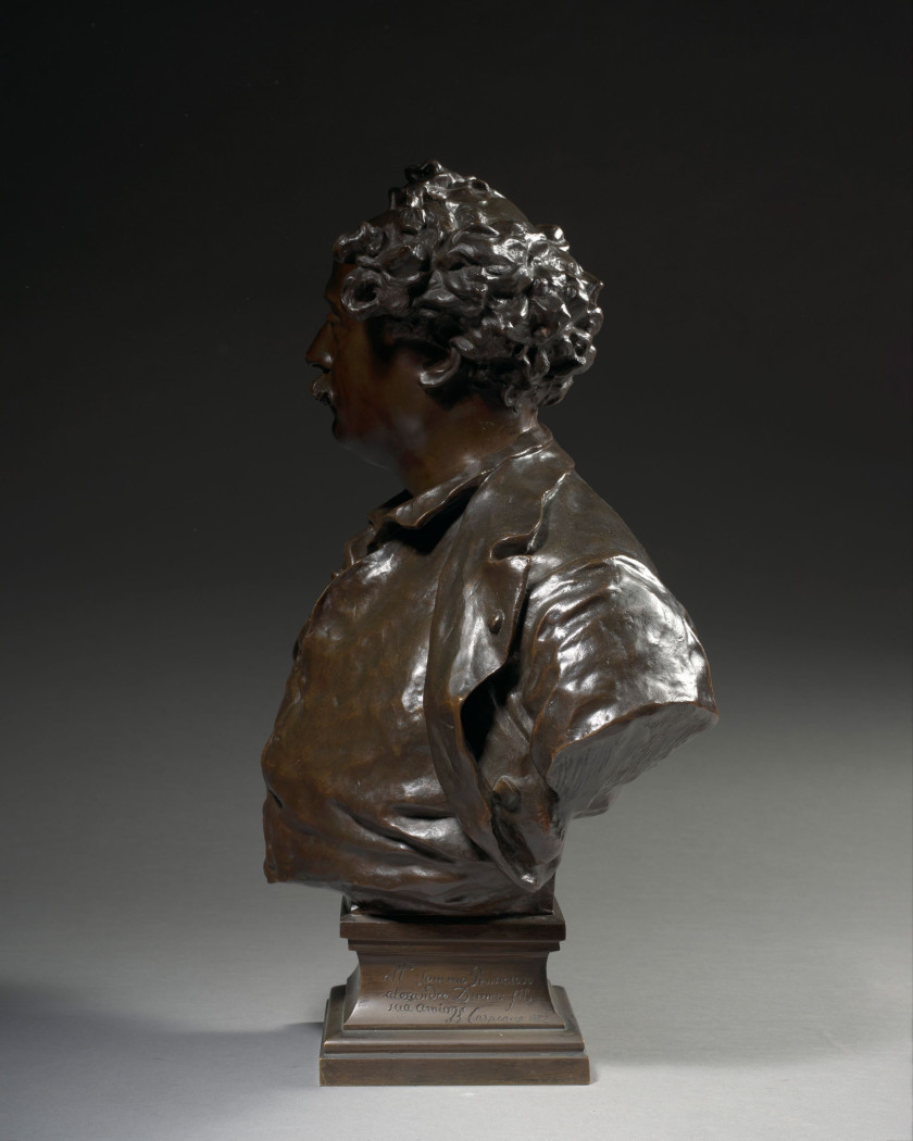 Jean-Baptiste CARPEAUX Valenciennes, 1827- Courbevoie, 1875 Alexandre Dumas fils, n° 3 Bronze à patine brune nuancée de rouge