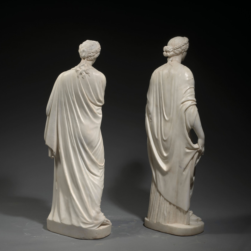 Ecole romaine vers 1800, d'après l'antique  Ensemble de quatre figures féminines antiques : Cérès, la Flore Capitoline, la Pudeur et.