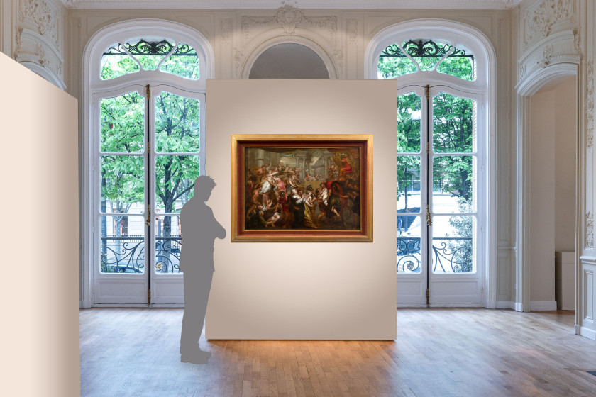 Ecole flamande du XVIIe siècle D'après Pierre-Paul Rubens L'Enlèvement des Sabines Huile sur cuivre