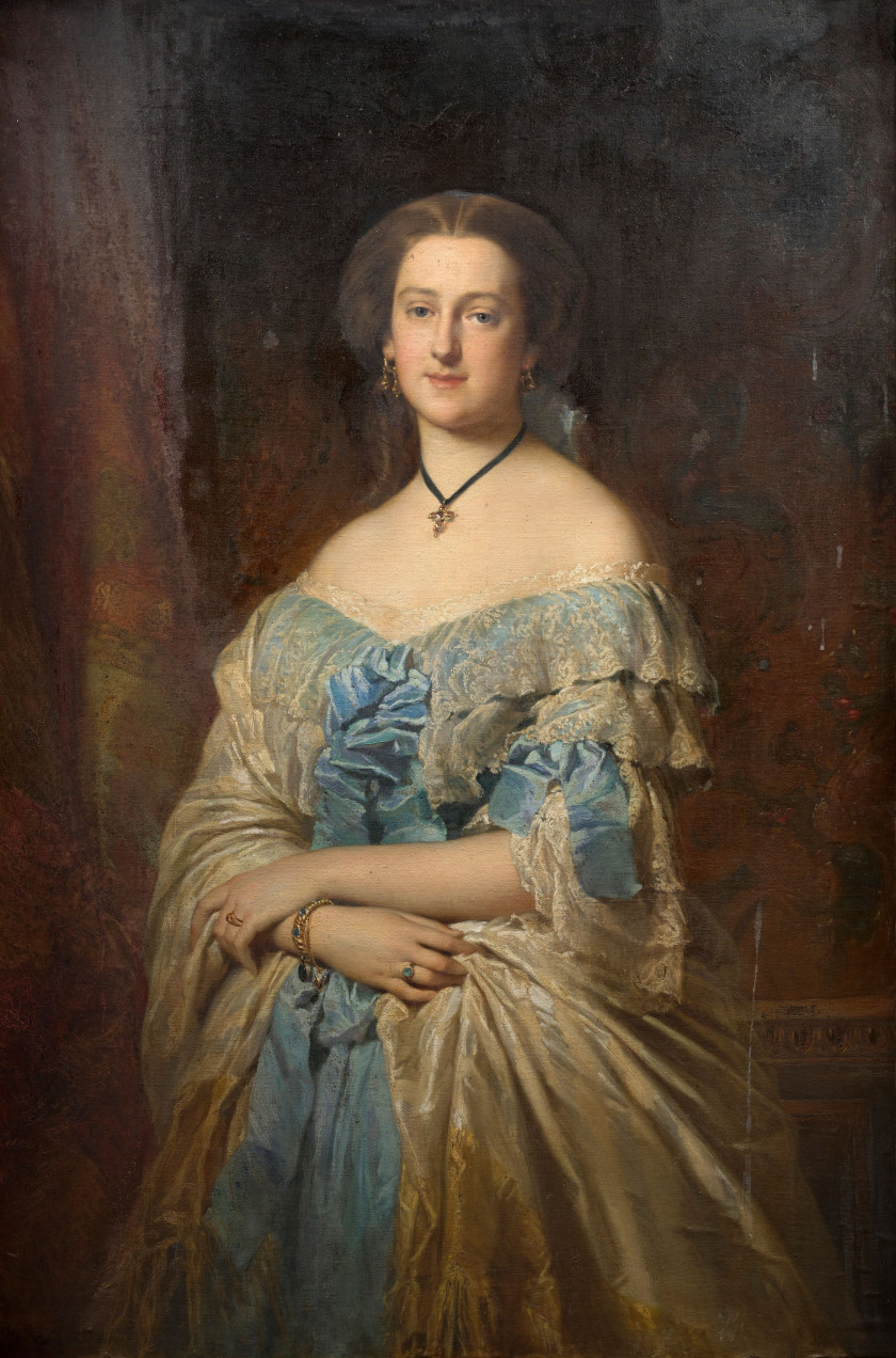 Edouard DUBUFE Paris, 1819 - Versailles, 1883 Portrait d'Elisabeth de Flavigny, marquise de La Grange Huile sur toile