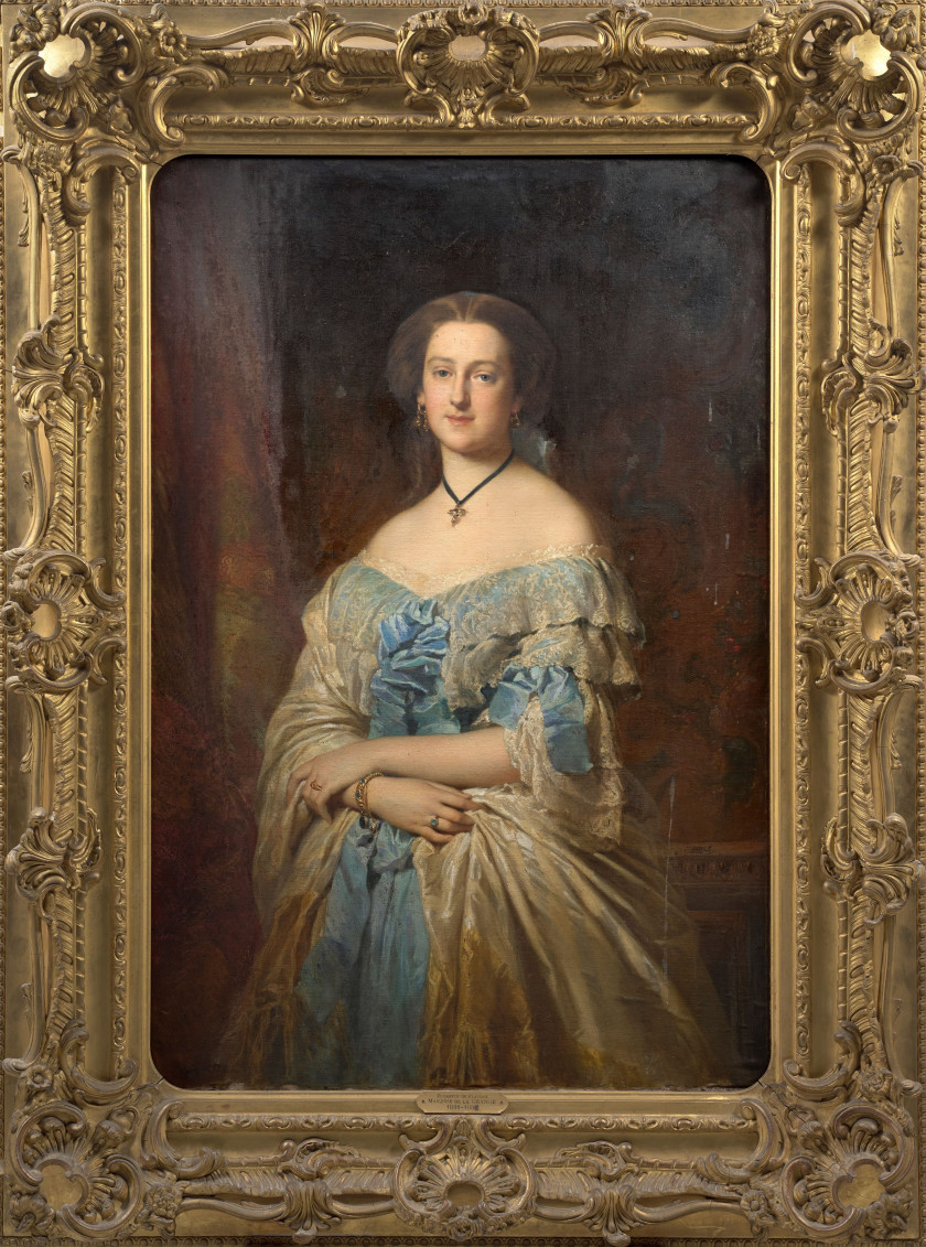 Edouard DUBUFE Paris, 1819 - Versailles, 1883 Portrait d'Elisabeth de Flavigny, marquise de La Grange Huile sur toile