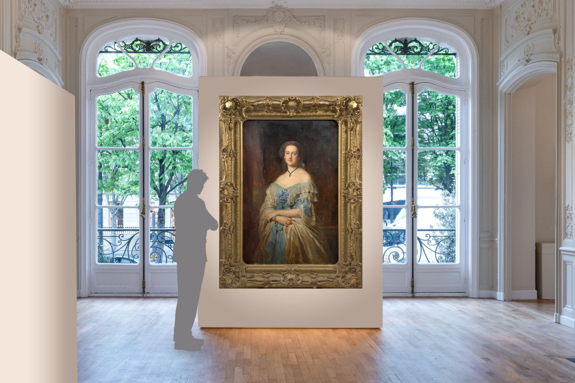 Edouard DUBUFE Paris, 1819 - Versailles, 1883 Portrait d'Elisabeth de Flavigny, marquise de La Grange Huile sur toile