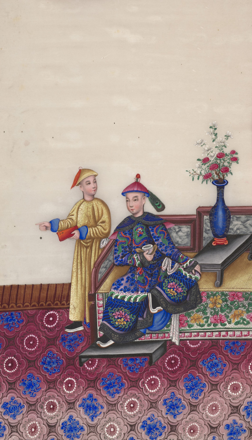 DOUZE PEINTURES À LA GOUACHE SUR PAPIER DE RIZ, Chine, Canton, fin du XIXe-début du XXe siècle