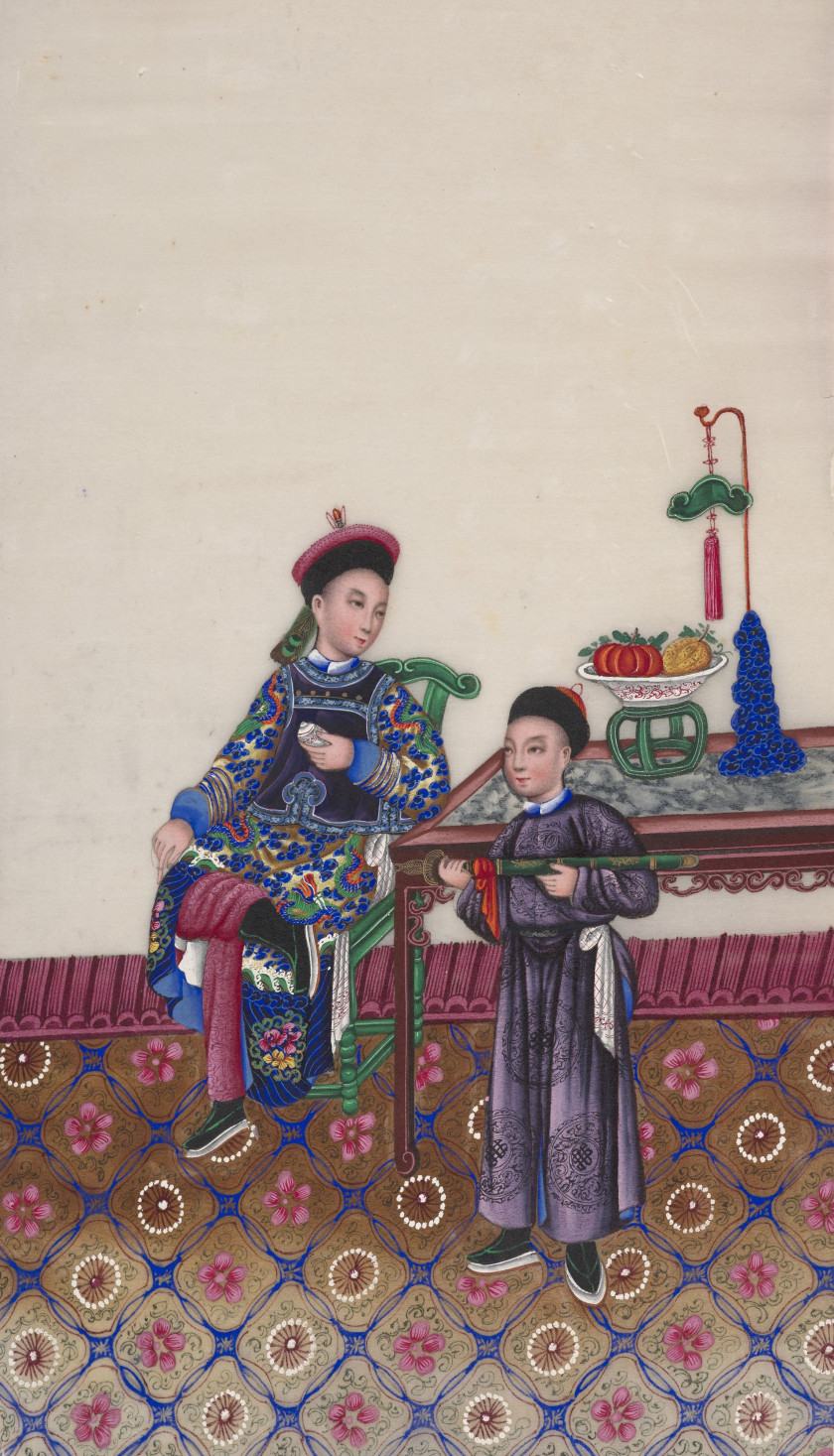 DOUZE PEINTURES À LA GOUACHE SUR PAPIER DE RIZ, Chine, Canton, fin du XIXe-début du XXe siècle