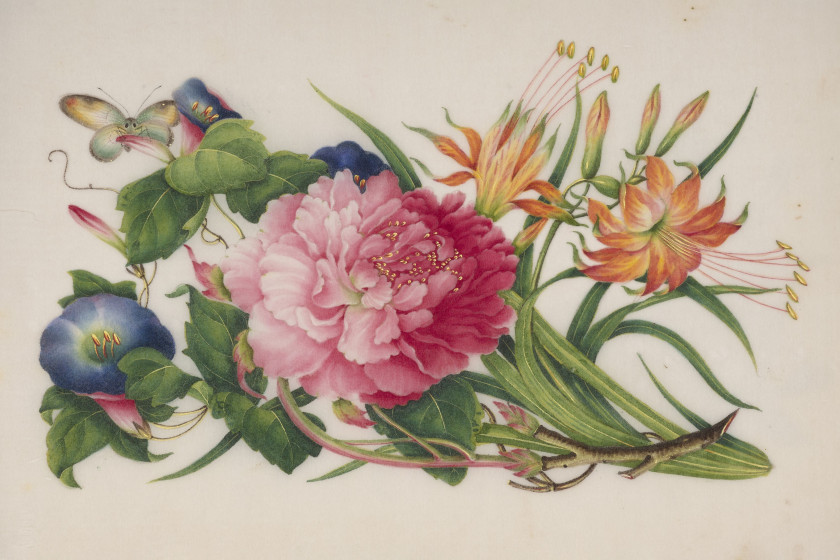 ONZE PEINTURES SUR PAPIER DE RIZ, Chine, Canton, fin du XIXe-début du XXe siècle