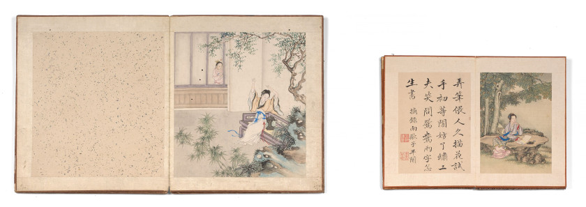 DEUX ALBUMS À L'ENCRE ET COULEURS SUR PAPIER, Chine, fin de la dynastie Qing (1644-1911)