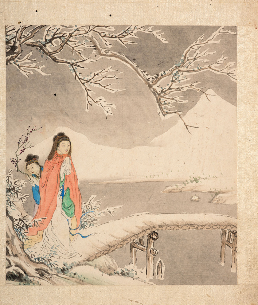 DEUX ALBUMS À L'ENCRE ET COULEURS SUR PAPIER, Chine, fin de la dynastie Qing (1644-1911)