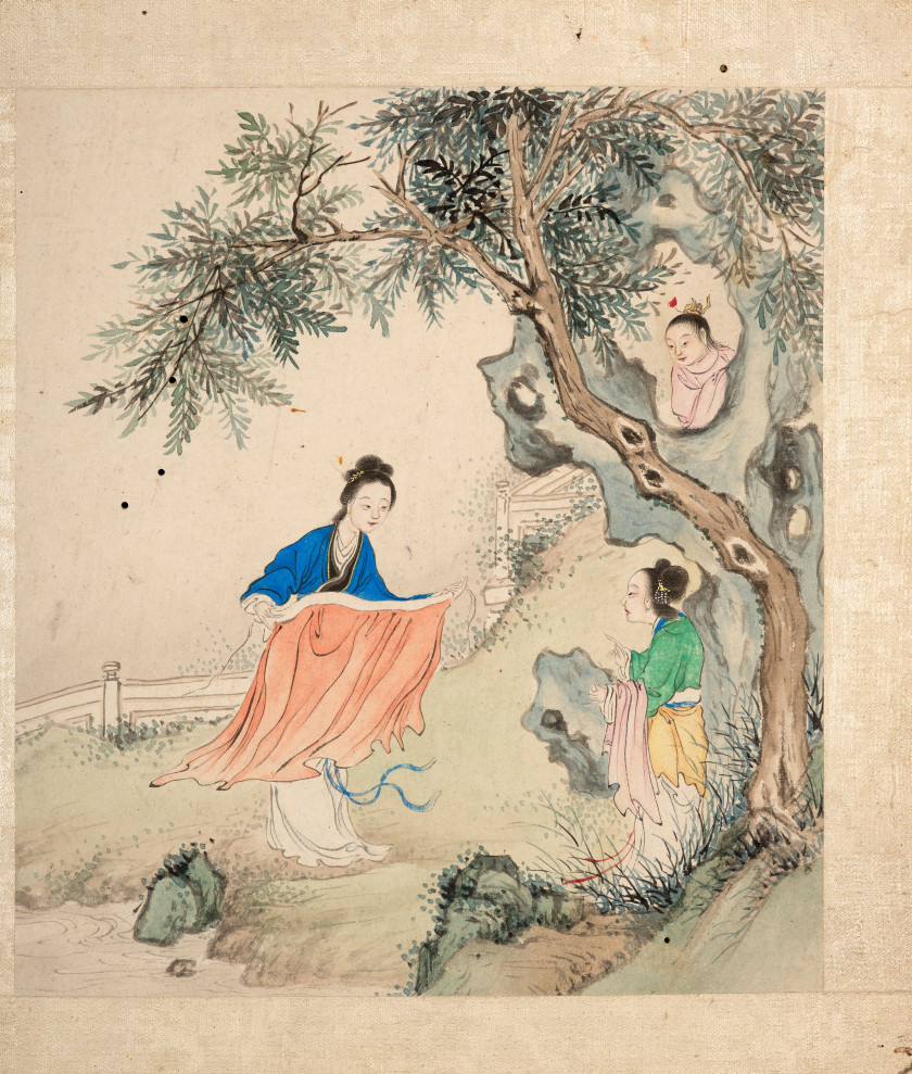 DEUX ALBUMS À L'ENCRE ET COULEURS SUR PAPIER, Chine, fin de la dynastie Qing (1644-1911)