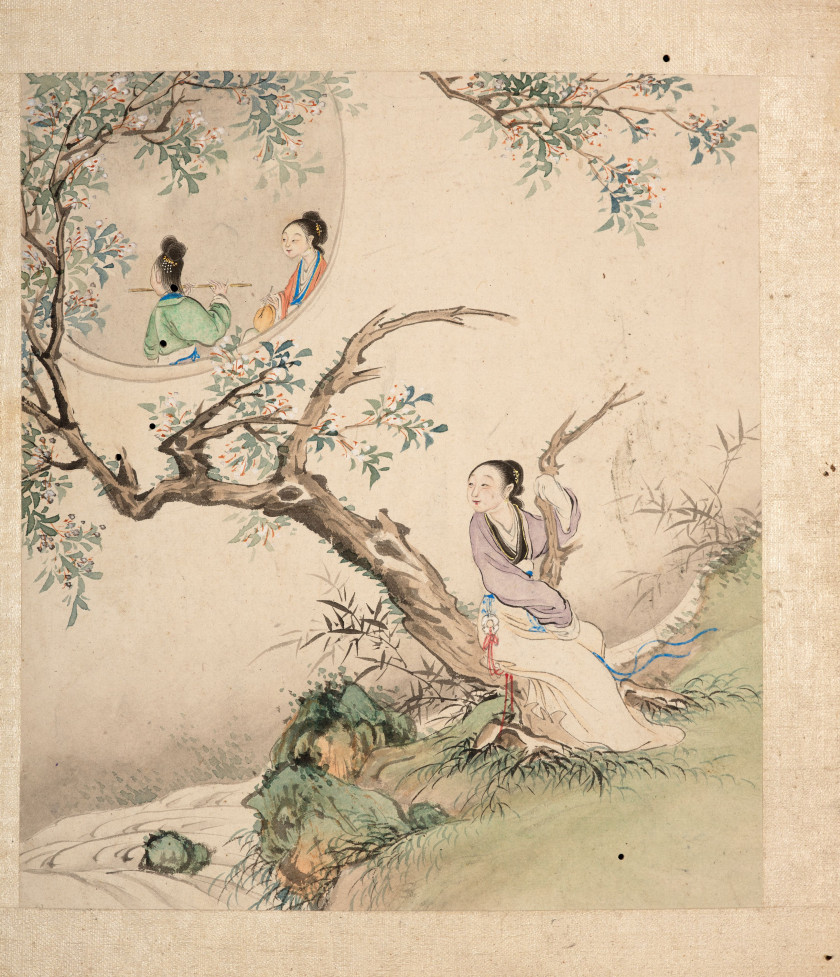 DEUX ALBUMS À L'ENCRE ET COULEURS SUR PAPIER, Chine, fin de la dynastie Qing (1644-1911)