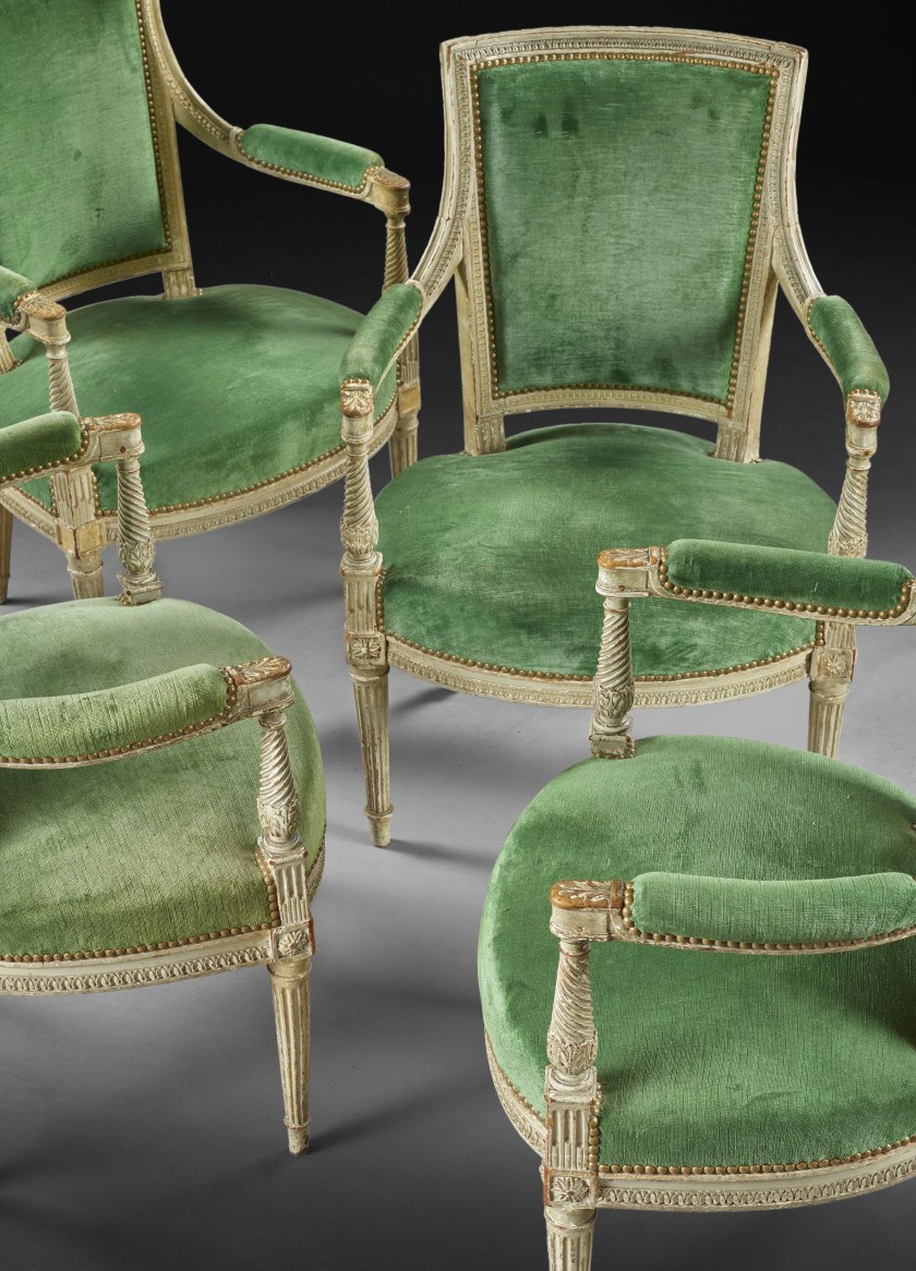 SUITE DE QUATRE FAUTEUILS EN CABRIOLET D'ÉPOQUE LOUIS XVI Estampille de François-Claude Menant