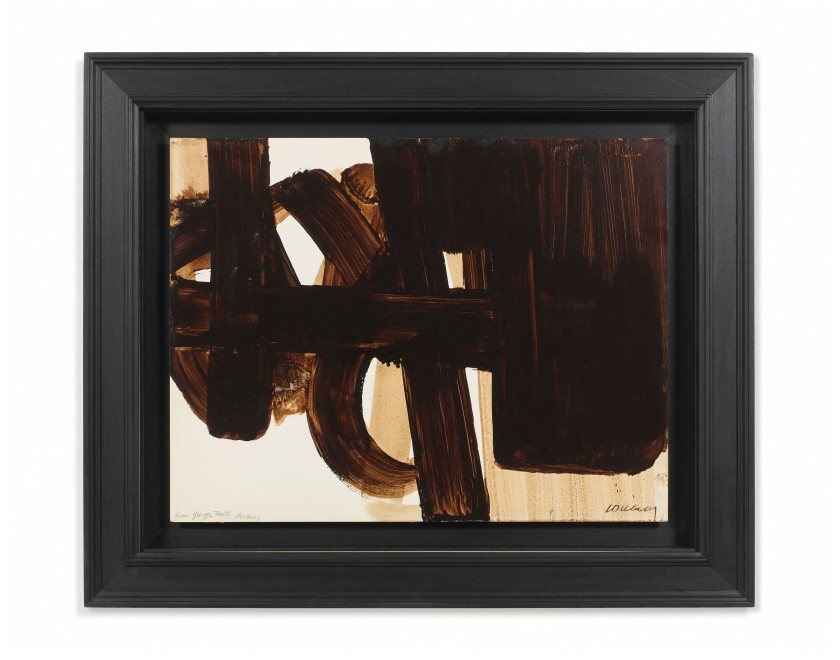 ¤ Pierre SOULAGES (1919-2022) Sans titre - 1974 Brou de noix sur papier