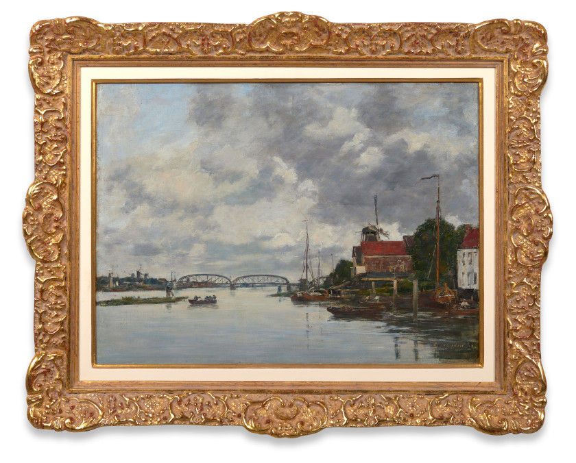 ¤ Eugène BOUDIN 1824 - 1898 Dordrecht, Pont sur la Meuse - 1884 Huile sur toile