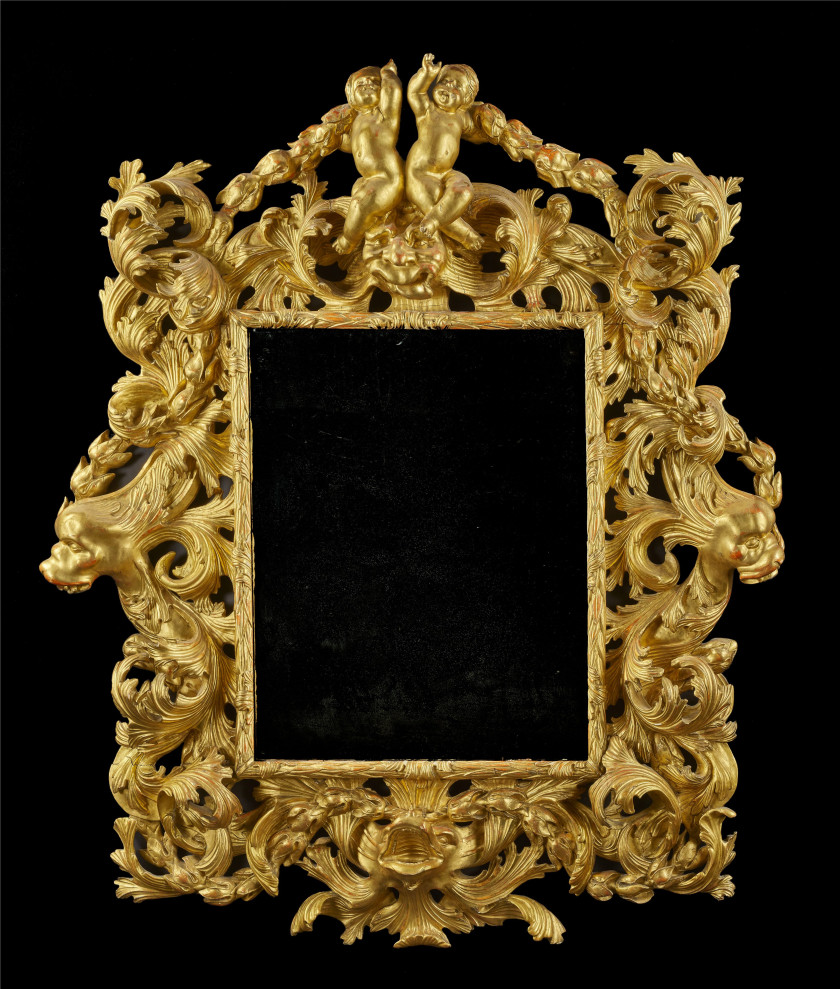 MIROIR ITALIEN D'ÉPOQUE BAROQUE, TRAVAIL PROBABLEMENT ROMAIN