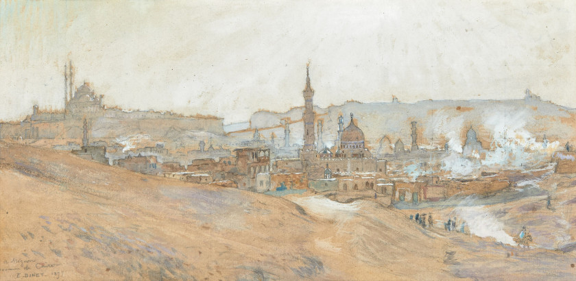 Étienne DINET 1861-1929 Souvenir du Caire - 1897 Aquarelle et gouache sur papier