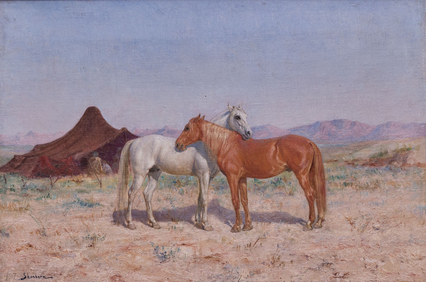 John Lewis SHONBORN 1852-1931 Chevaux Huile sur toile