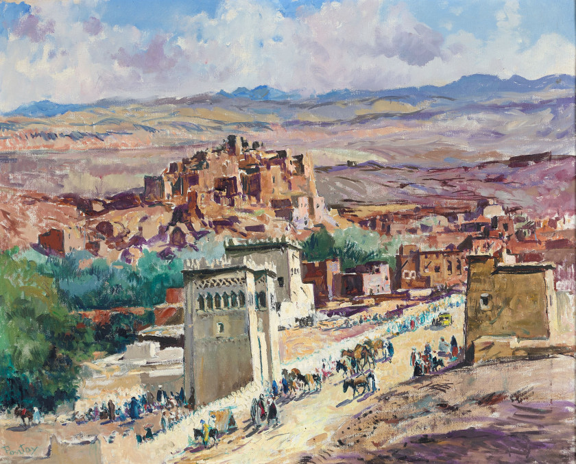 Henri PONTOY 1888-1968 Kasbah de l'Atlas Huile sur toile