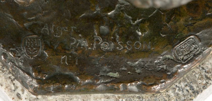 Pierre-Marie POISSON 1876-1953 Femme au voile Bronze à patine brune