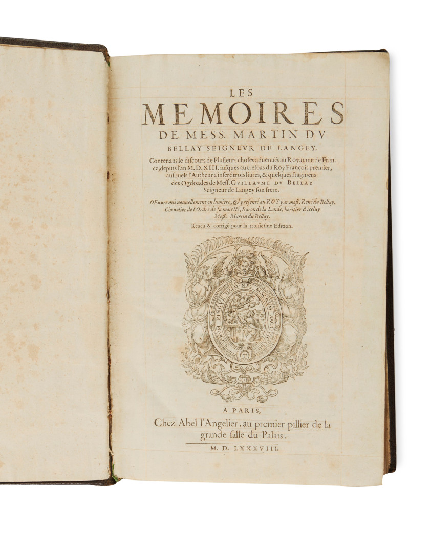 DU BELLAY (Martin) Les Mémoires.  Paris, Abel l’Angelier, 1588.