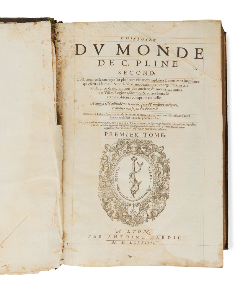 PLINE L’Histoire du monde de C. Pline second […] à quoi a été ajouté un traité des poids & mesures antiques […], le tout mis en fran...