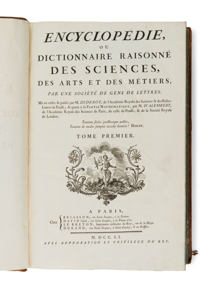 DIDEROT (Denis), ALEMBERT (d’)  Encyclopédie, ou Dictionnaire raisonné des sciences, des arts et des métiers.  Paris, Briasson, Davi...