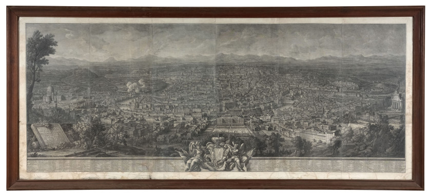 Giuseppe VASI (1710-1782) Vue panoramique de Rome : "Prospetto del 'Alma Cittá di Roma visto dal Monte Gianicolo e sotto gli auspici..