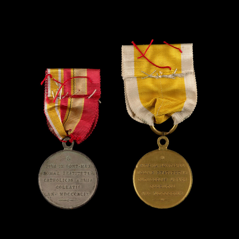 VATICAN MÉDAILLE DU SIÈGE DE ROME    Deux médailles du Siège de Rome du Lieutenant Charles de Bonnières de Wierre