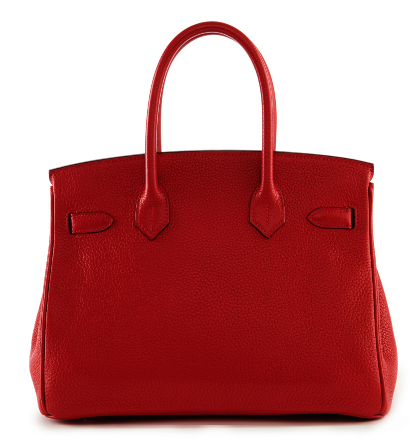 HERMÈS 2011  Sac BIRKIN 30   Veau Togo rouge Garniture métal argenté palladié  BIRKIN 30 bag Red Togo calfskin lea...